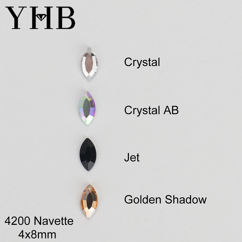 Platinum 8280 - คริสตัลกลิตเตอร์ YHB คริสตัลสตราสแบบติดร้อนรูปทรงนาเวตต์ สำหรับรองเท้า กระเป๋า โทรศัพท์