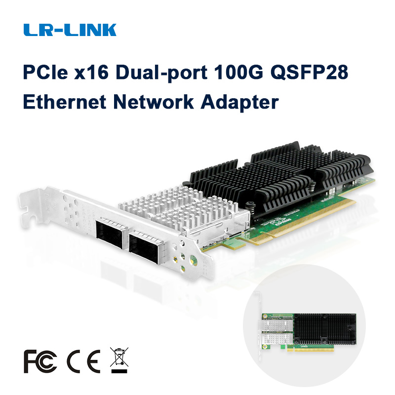 100Gbe Qsfp28 Network Card - LR-LINK 1014PF 100G การ์ดเครือข่าย Dual-port QSFP28